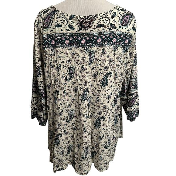 Lucky Brand Top 1X Abstract Paisley Knit Boho - Picture 4 of 8